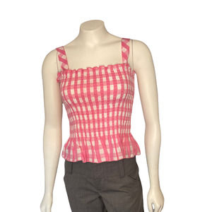 Ten Sixty Sherman pink  white tank S, gingham, Y2k, preppy, coastal
